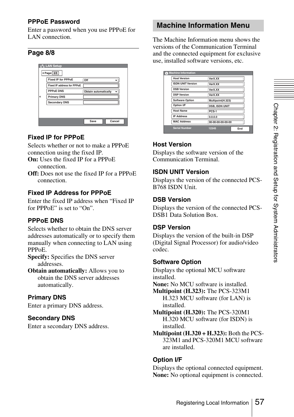 Machine information menu, Page 8/8 | Sony PCS-1/1P User Manual | Page 57 / 216