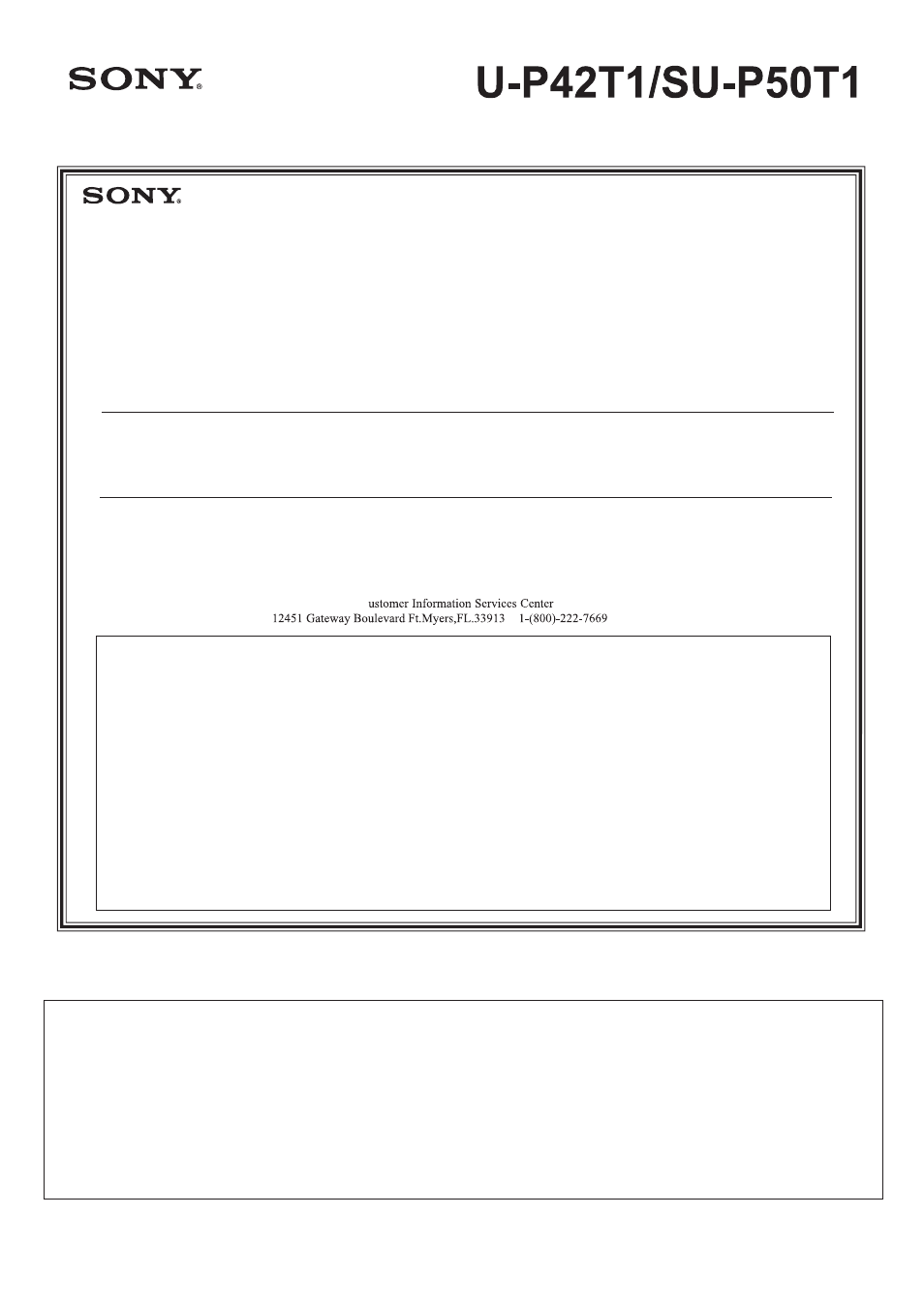 Limited warranty | Sony SU-P42T1 User Manual | Page 11 / 32