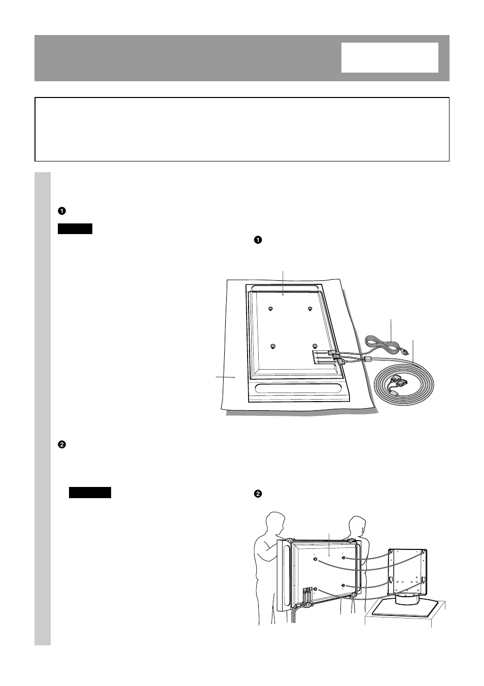 Etape 3 : installation de l’écran, Avertissement, Installez l’écran sur le porte-téléviseur | A l’attention des revendeurs sony | Sony SU-P42T1 User Manual | Page 16 / 32