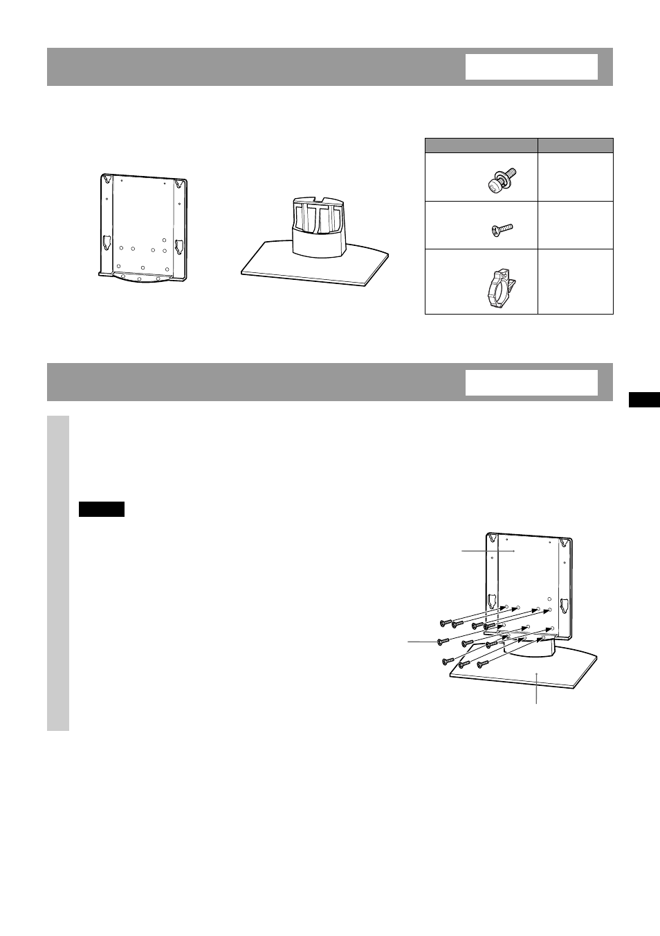 Step 1: check the parts, Step 2: install the main bracket, For sony dealers | Sony SU-P42T1 User Manual | Page 5 / 32