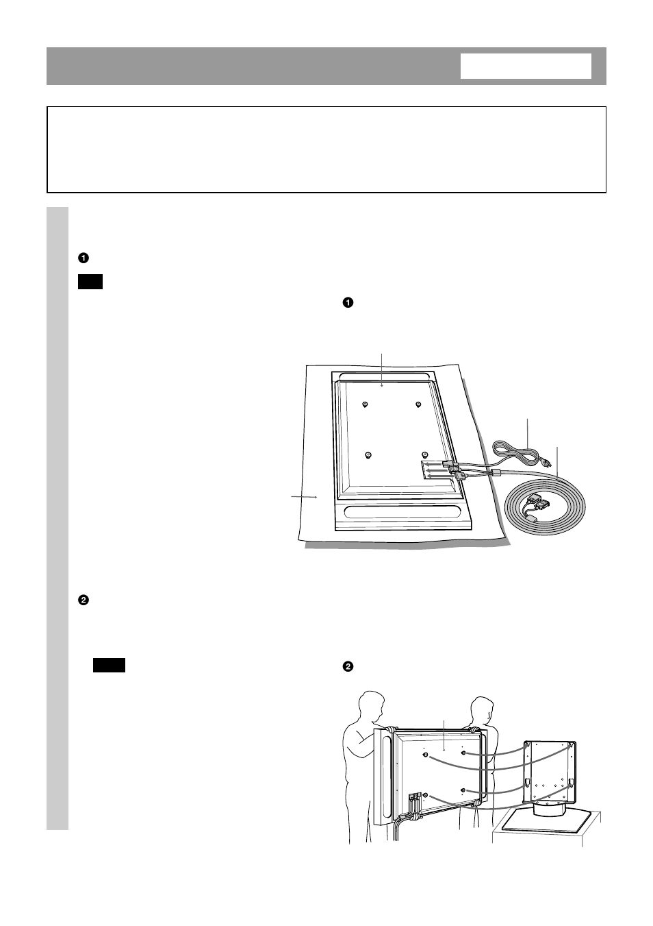 Step 3: install the display unit, Warning, Install the display unit on the tabletop stand | For sony dealers | Sony SU-P42T1 User Manual | Page 6 / 32