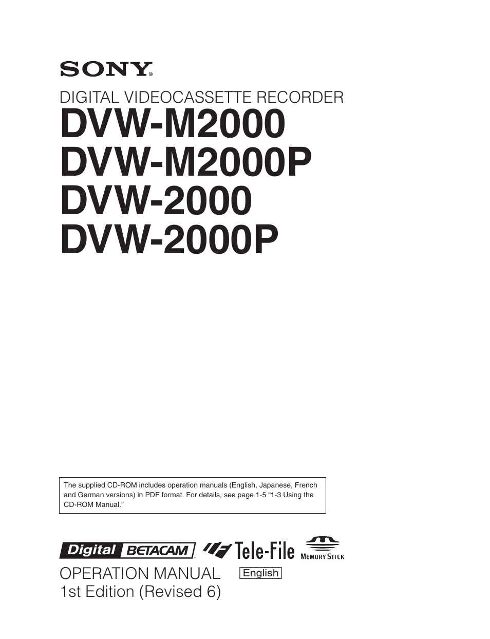 Sony DVW-2000P User Manual | 164 pages