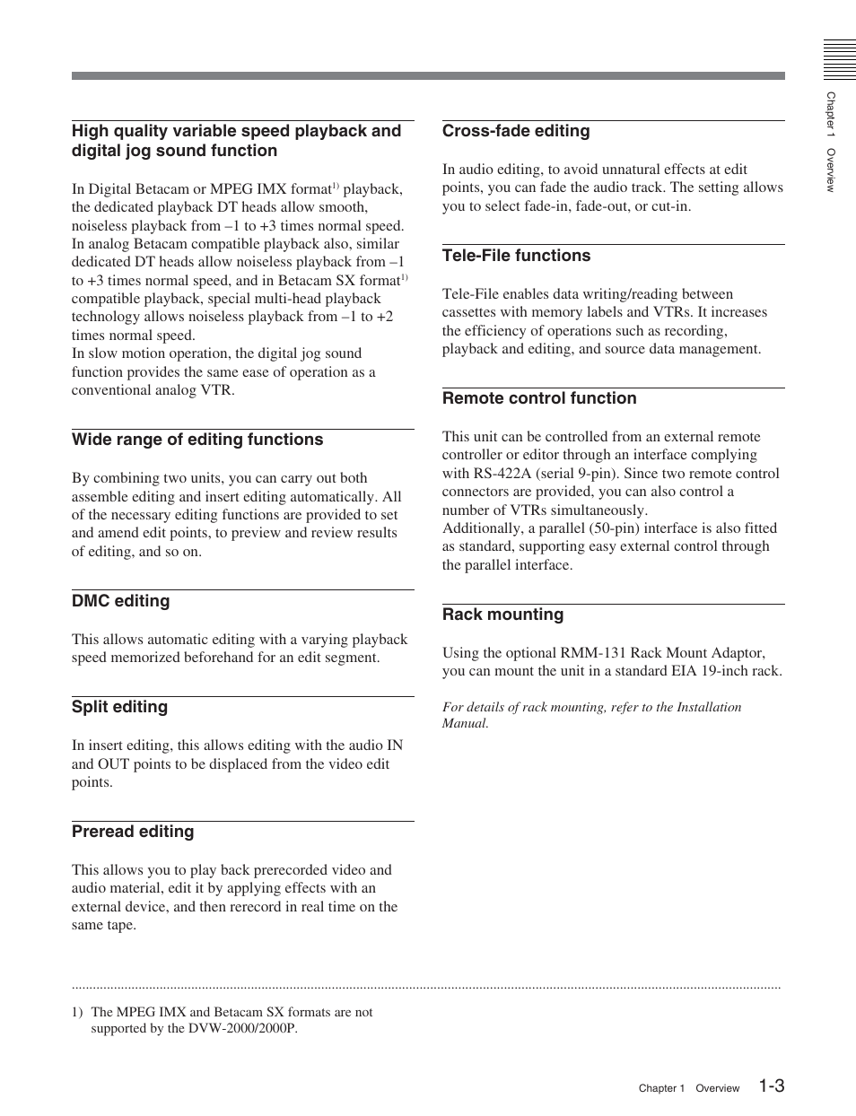 Sony DVW-2000P User Manual | Page 11 / 164