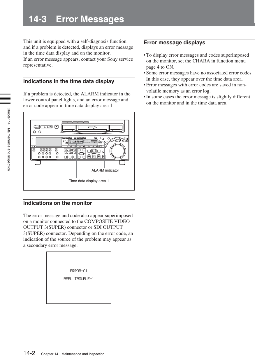 3 error messages, 5 regular checks | Sony DVW-2000P User Manual | Page 150 / 164