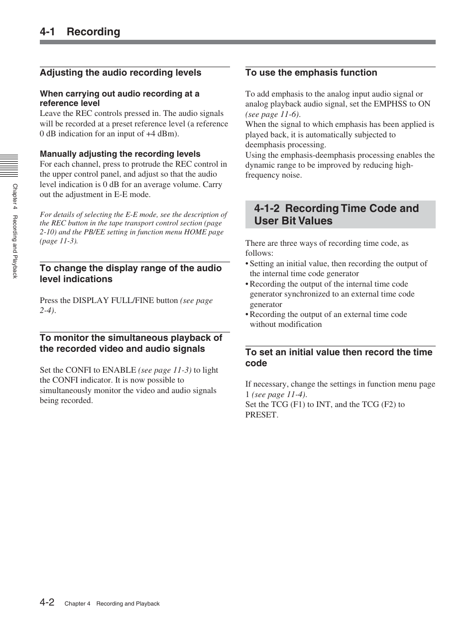 1-2 recording time code and user bit values, 1 recording | Sony DVW-2000P User Manual | Page 48 / 164