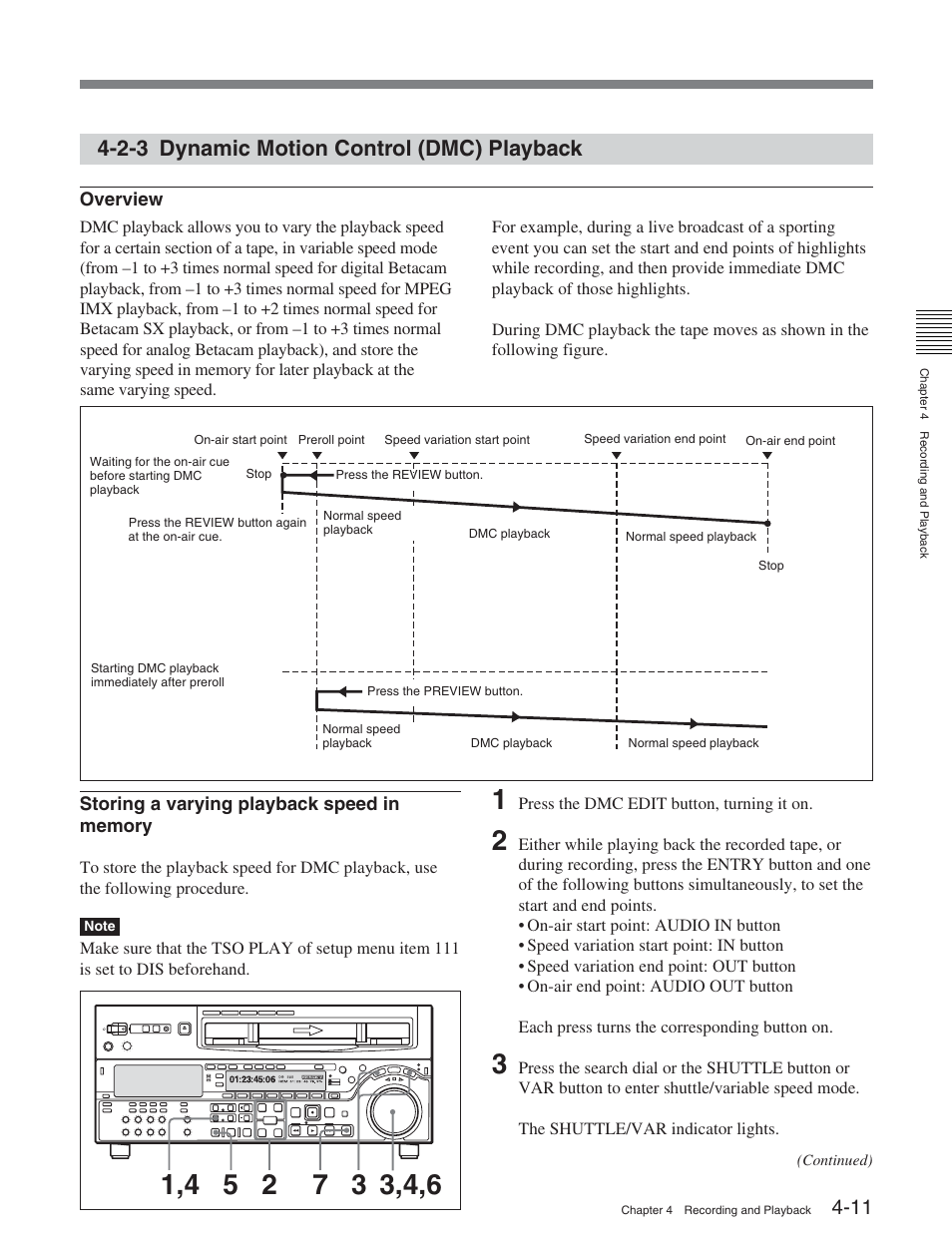 2-3 dynamic motion control (dmc) playback | Sony DVW-2000P User Manual | Page 57 / 164