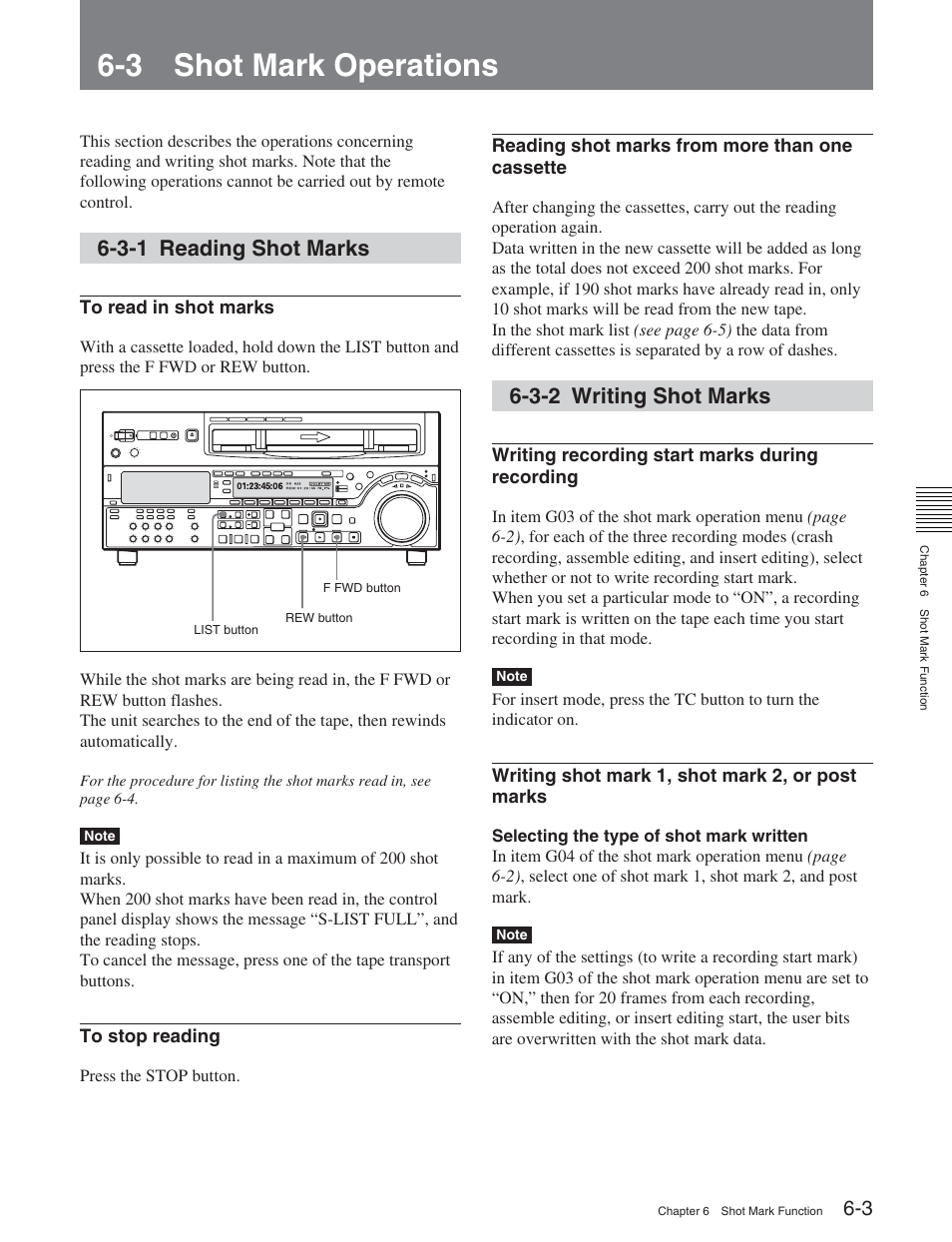 3 shot mark operations, 3-1 reading shot marks, 3-2 writing shot marks | Sony DVW-2000P User Manual | Page 79 / 164