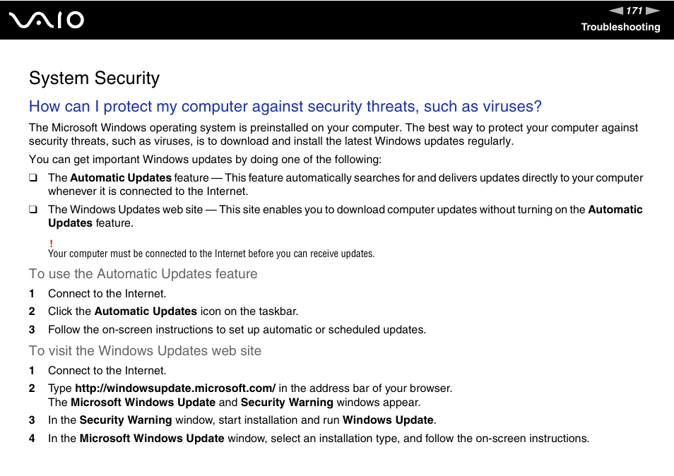 System security | Sony VGN-BX700 User Manual | Page 171 / 223