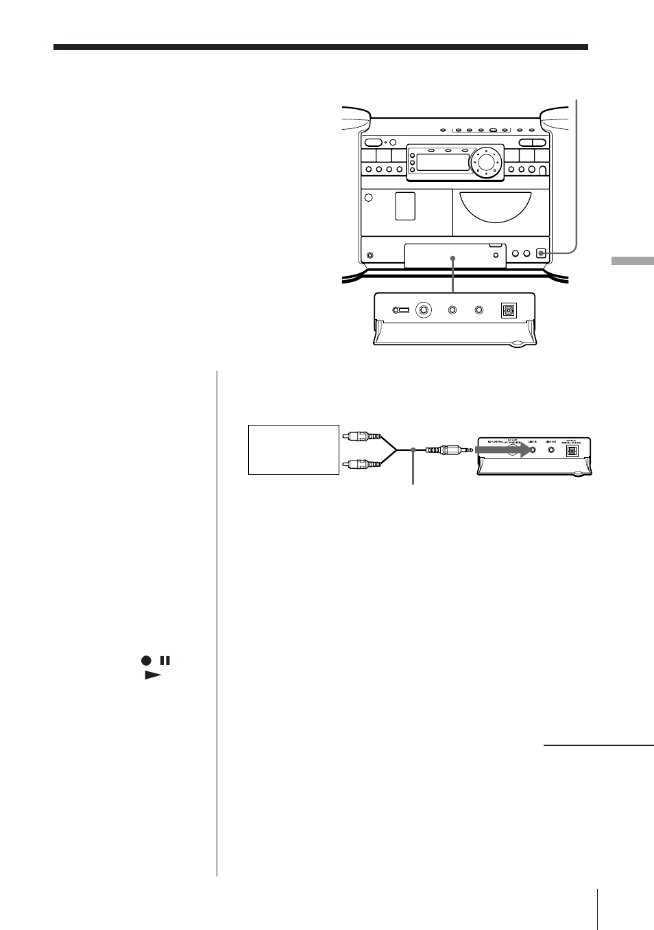 Conexión de componentes opcionales, Instalación, Escucha de un tv y de una videograbadora | Sony ZS-D7 User Manual | Page 101 / 112