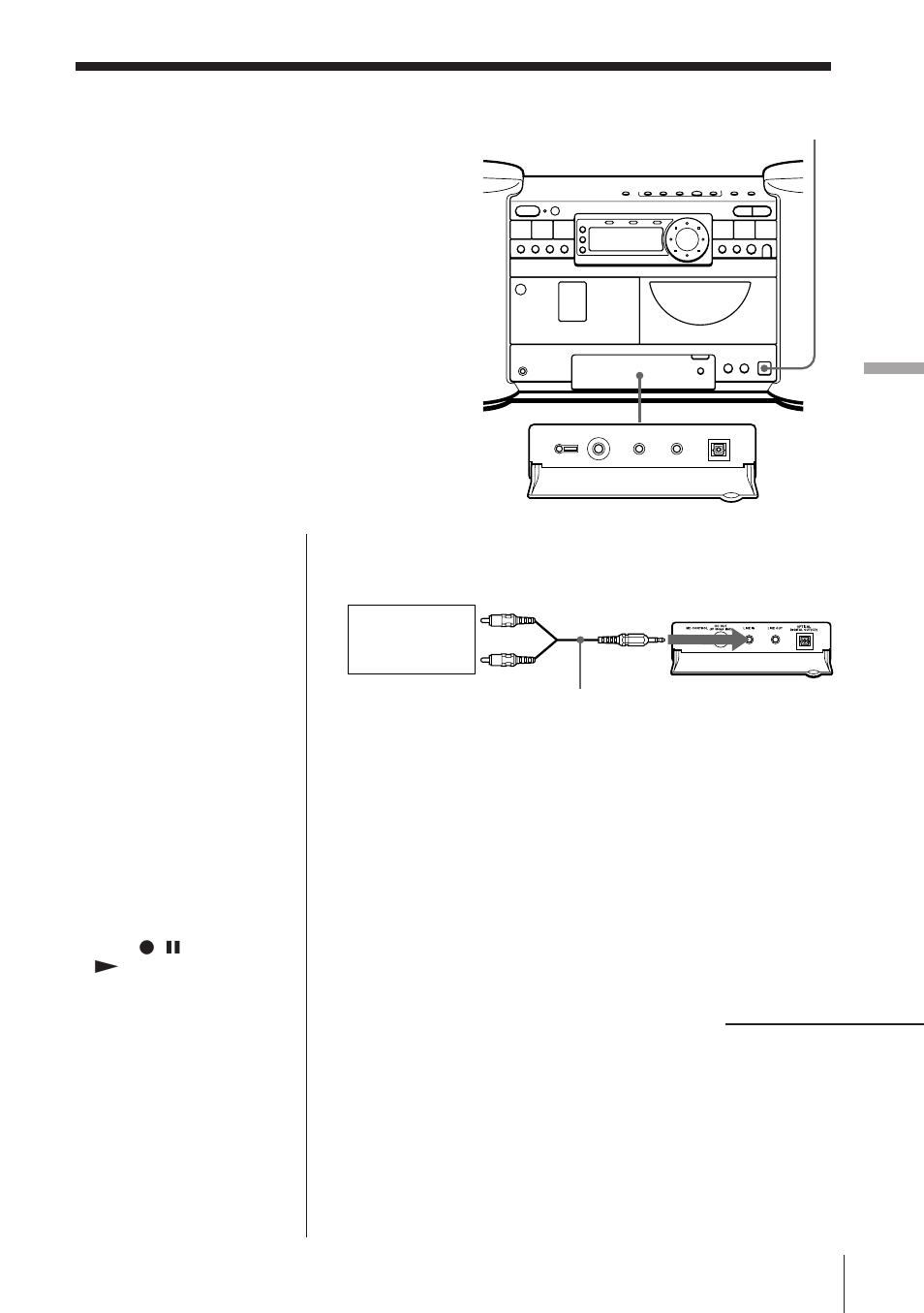Connecting optional components, Setting up, Listening to tv and vcr | Sony ZS-D7 User Manual | Page 45 / 112