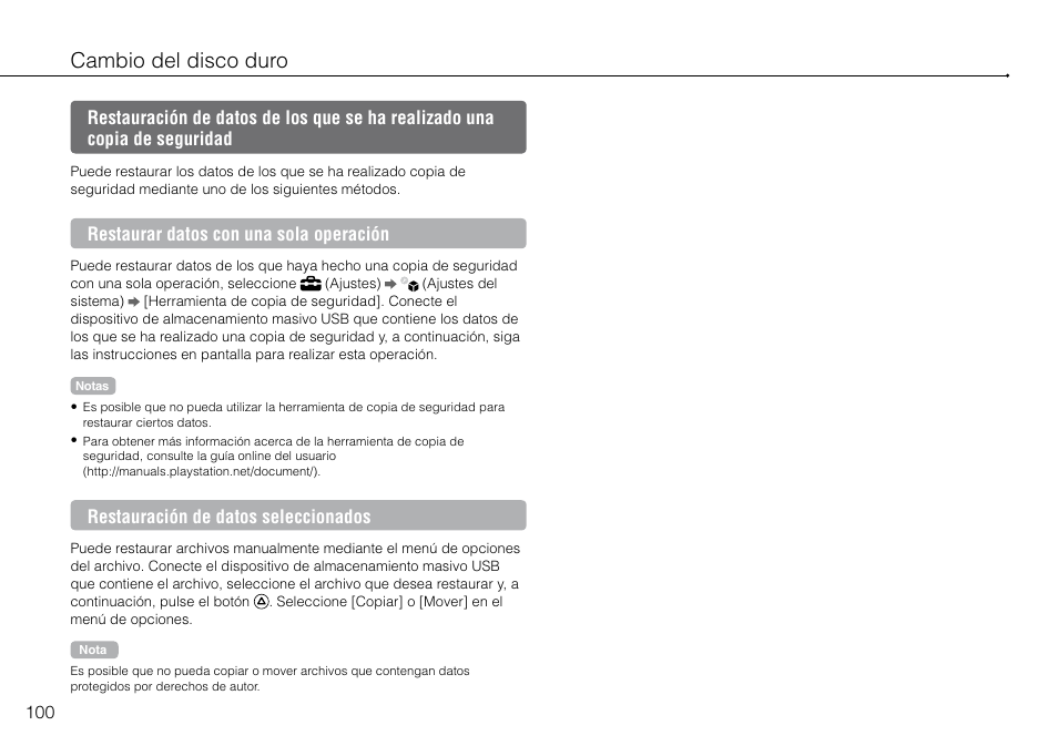 Seguridad, Cambio del disco duro | Sony PlayStation 3 (Uncharted: Drake's Fortune Limited Edition Bundle) User Manual | Page 100 / 120