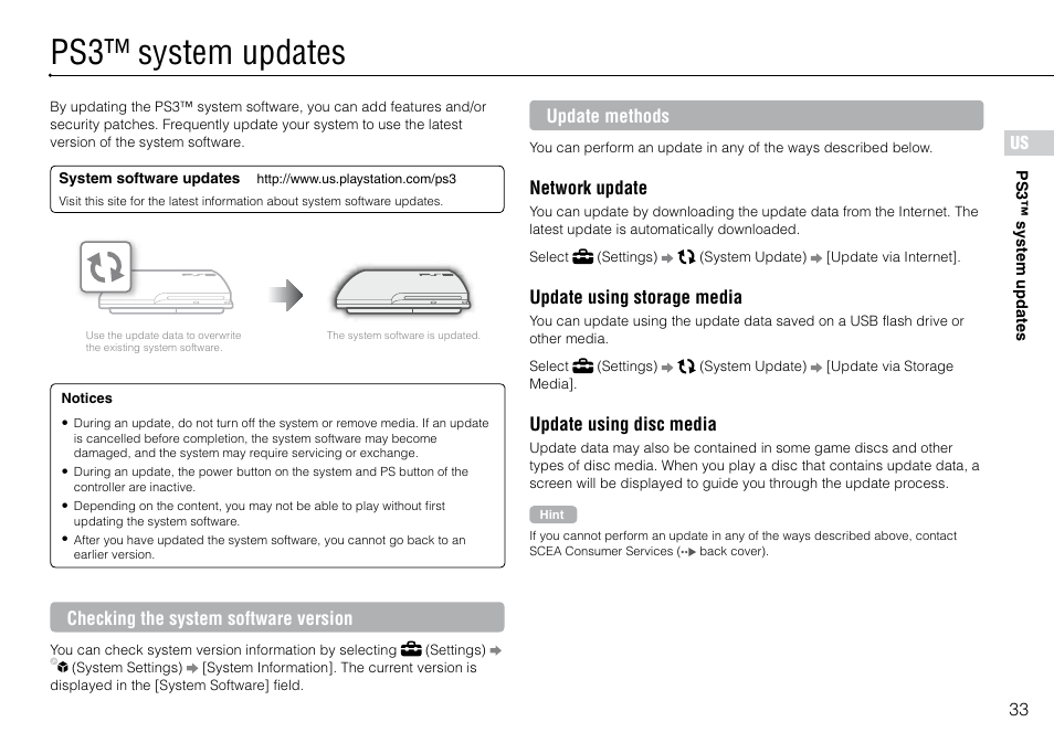 Ps3™ system updates | Sony PlayStation 3 (Uncharted: Drake's Fortune Limited Edition Bundle) User Manual | Page 33 / 120