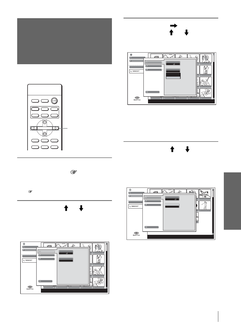 Affichage d’images fixes ou d’images vidéo | Sony Cineza VPL-HS20 User Manual | Page 137 / 240