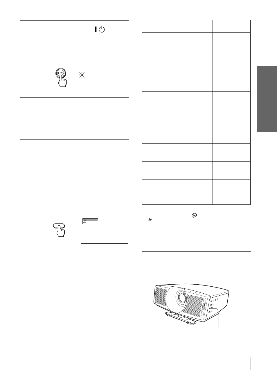 Encienda el equipo conectado al proyector, Pulse zoom +/– para ajustar el tamaño de la imagen, Pr o y ección | Sony Cineza VPL-HS20 User Manual | Page 185 / 240