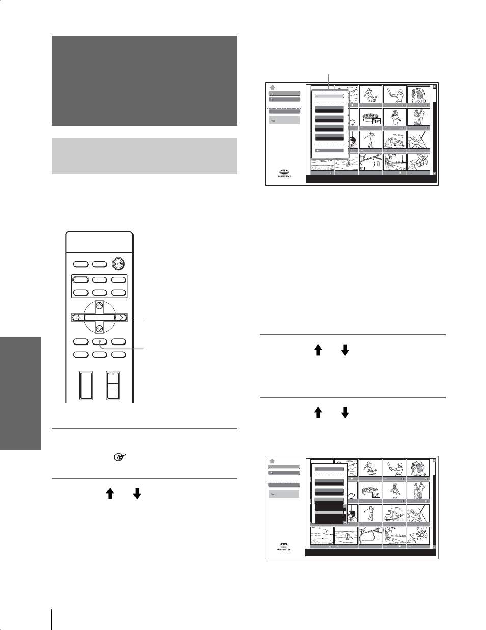 Viewing the pictures, Viewing the pictures in sequence — slide show, Viewing the pictures in sequence | Sony Cineza VPL-HS20 User Manual | Page 44 / 240