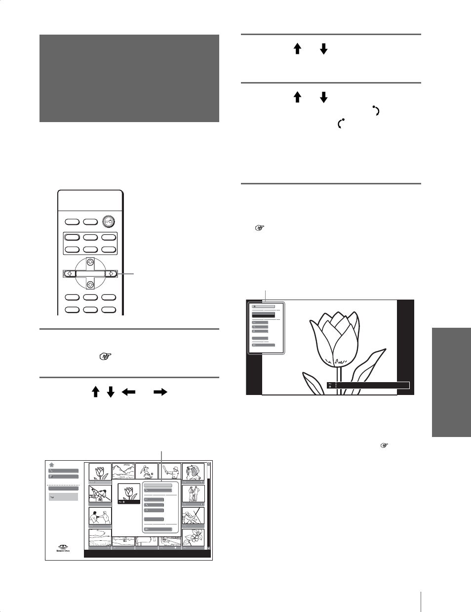 Rotating a still picture, Press m or m to select “rotate,” and press enter | Sony Cineza VPL-HS20 User Manual | Page 49 / 240