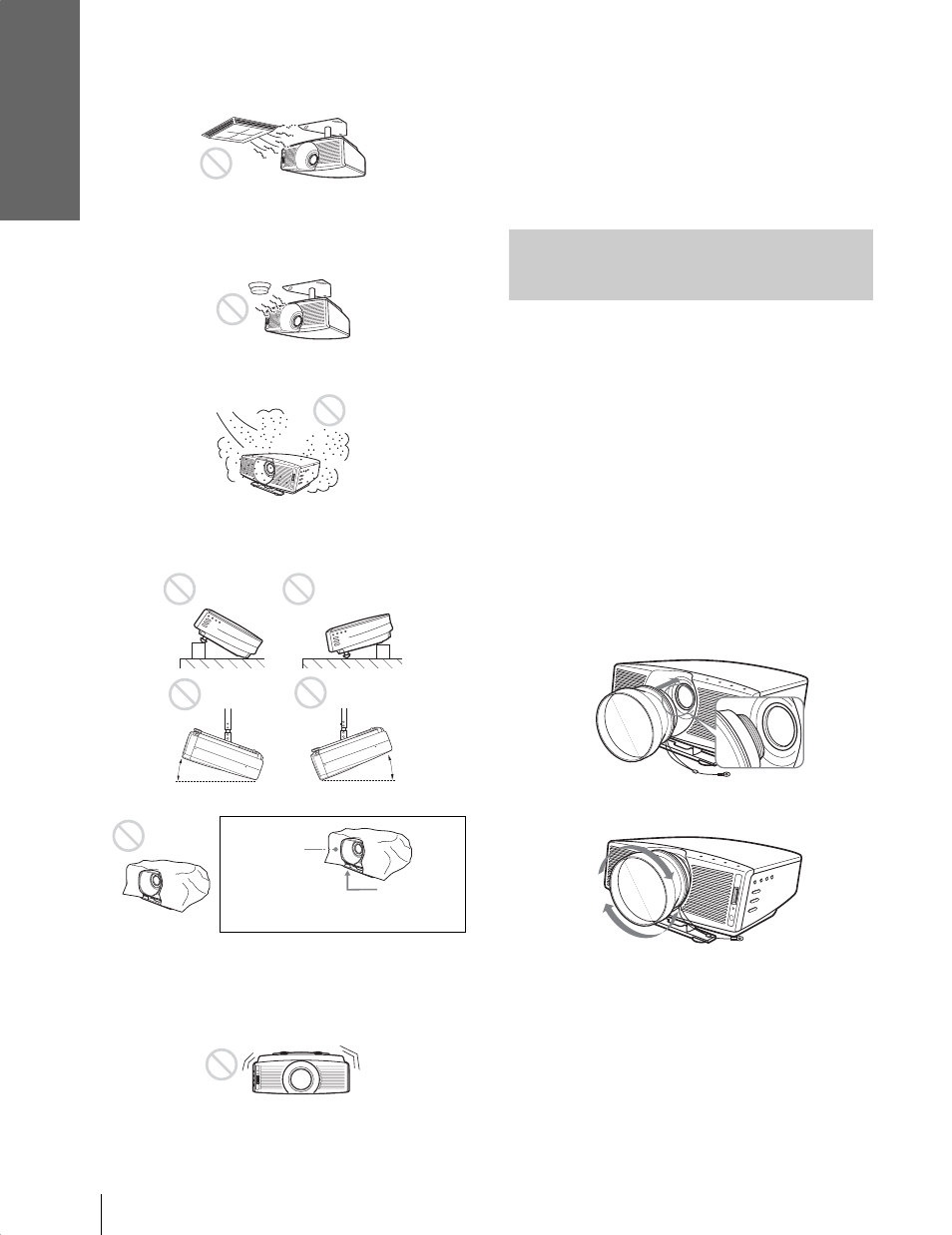 Using the optional conversion lens | Sony Cineza VPL-HS20 User Manual | Page 8 / 240