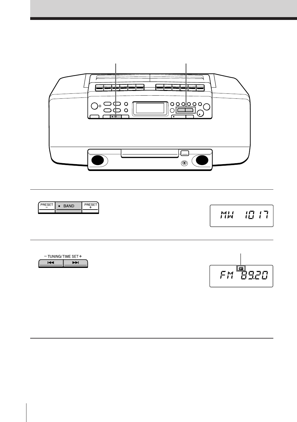 Listening to the radio | Sony CFD-W57L User Manual | Page 7 / 72