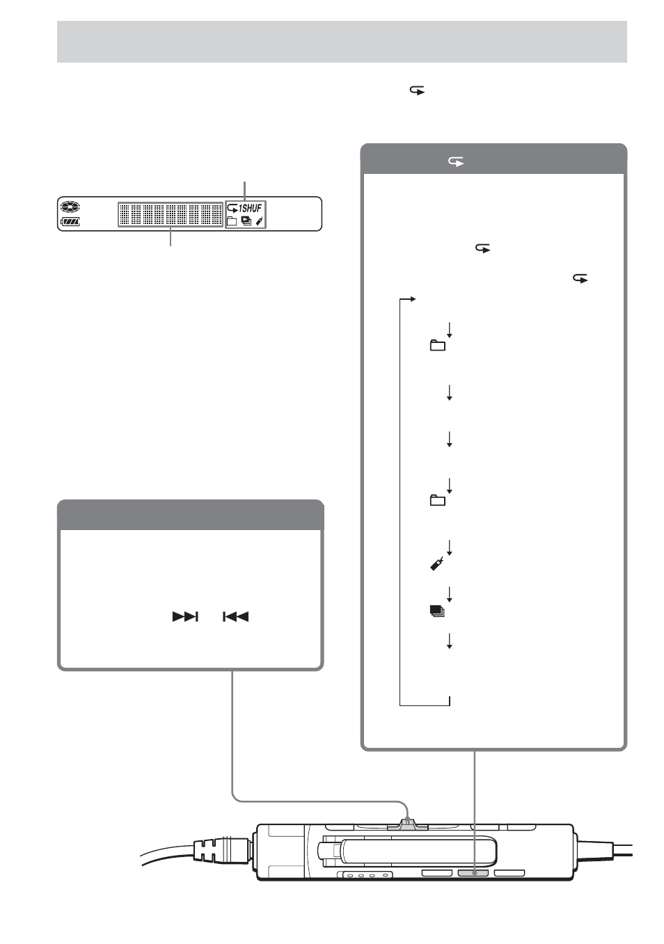 Playback options, Display | Sony CD Walkman D-NE1 User Manual | Page 18 / 116