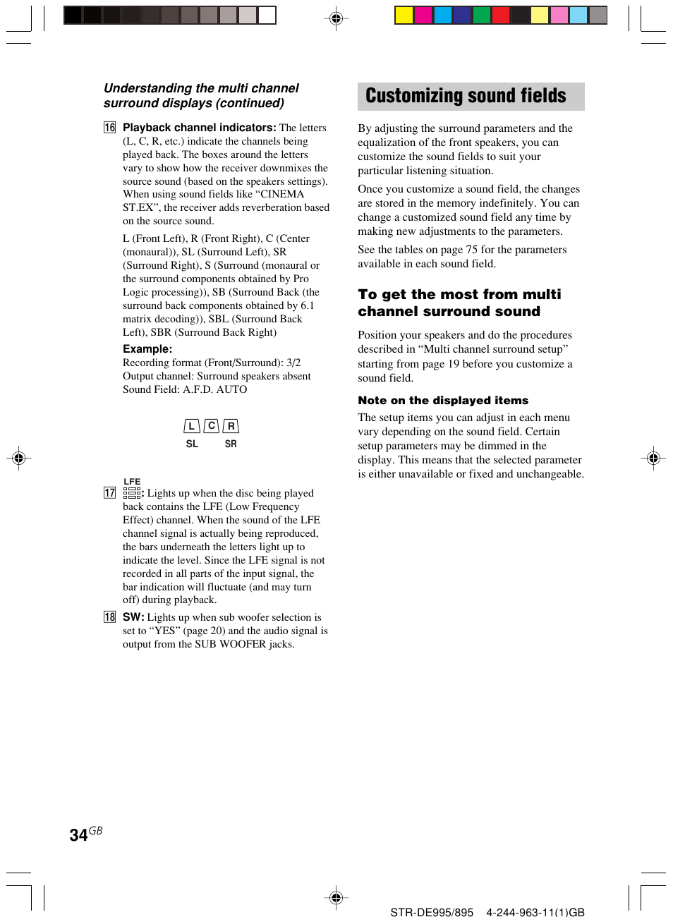 Customizing sound fields | Sony STR-DE895 User Manual | Page 34 / 76