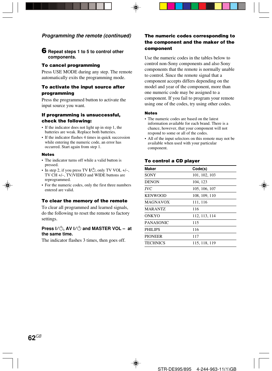 Sony STR-DE895 User Manual | Page 62 / 76