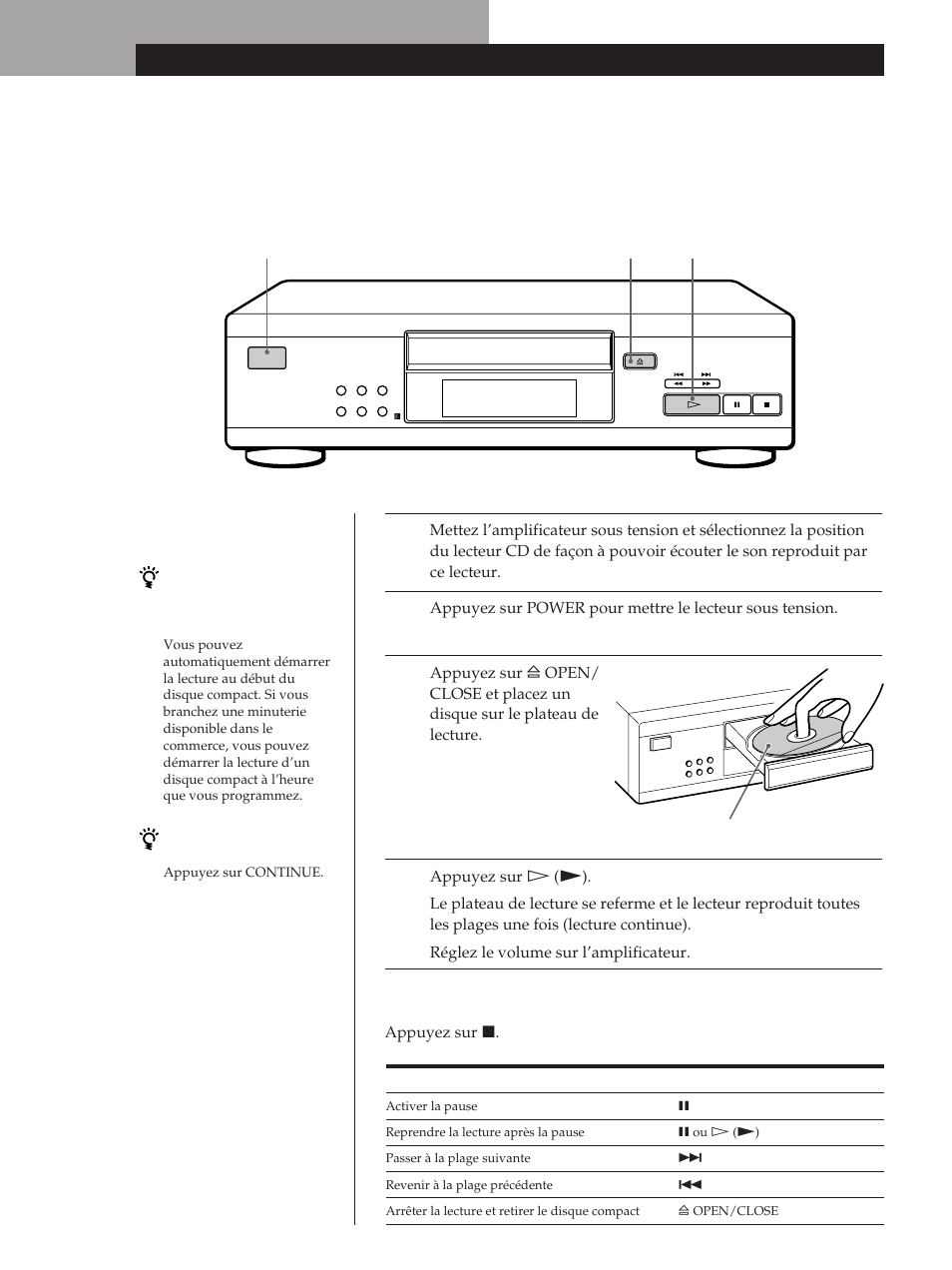 Lecture d’un disque compact | Sony CDP-M305 User Manual | Page 18 / 38