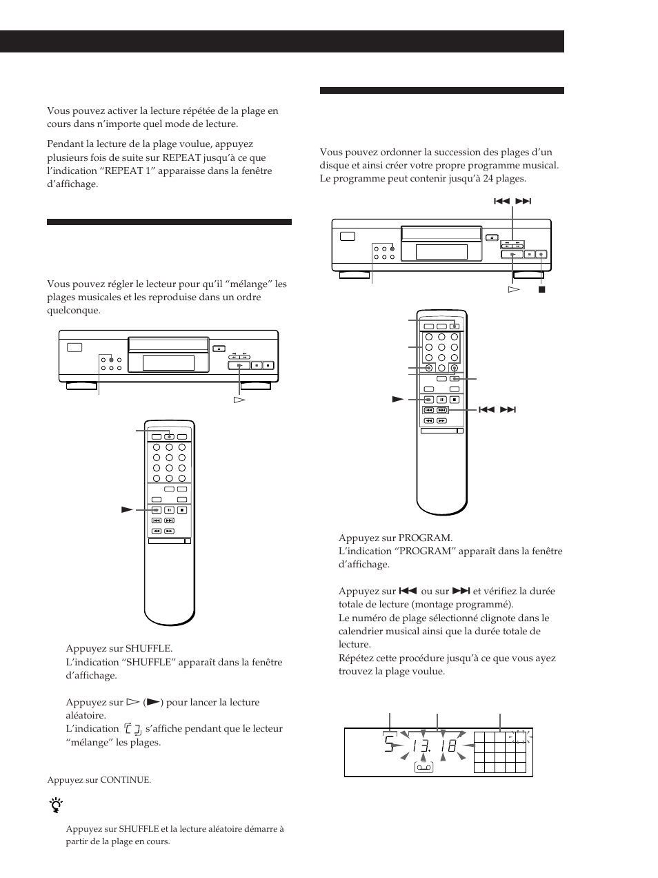 Lecture de disques compacts | Sony CDP-M305 User Manual | Page 21 / 38