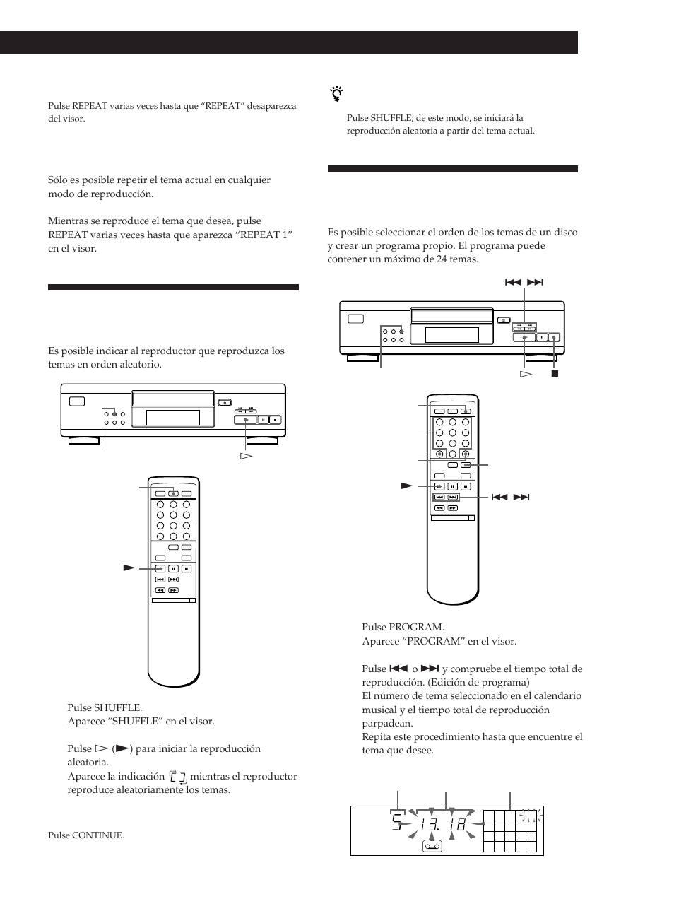 Reproducción de discos compactos, Repetición del tema actual | Sony CDP-M305 User Manual | Page 33 / 38
