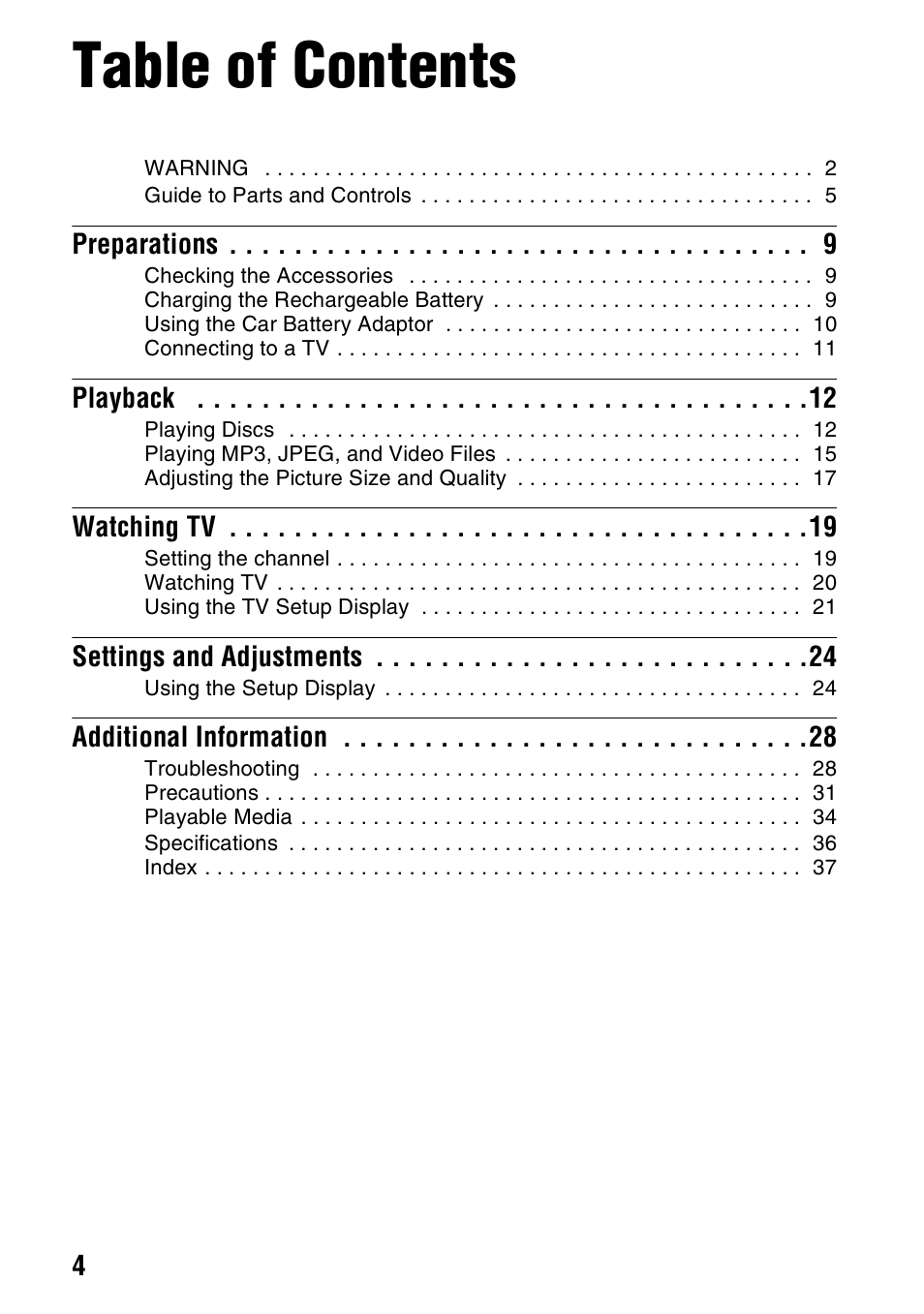 Sony DVP-FX740DT User Manual | Page 4 / 40