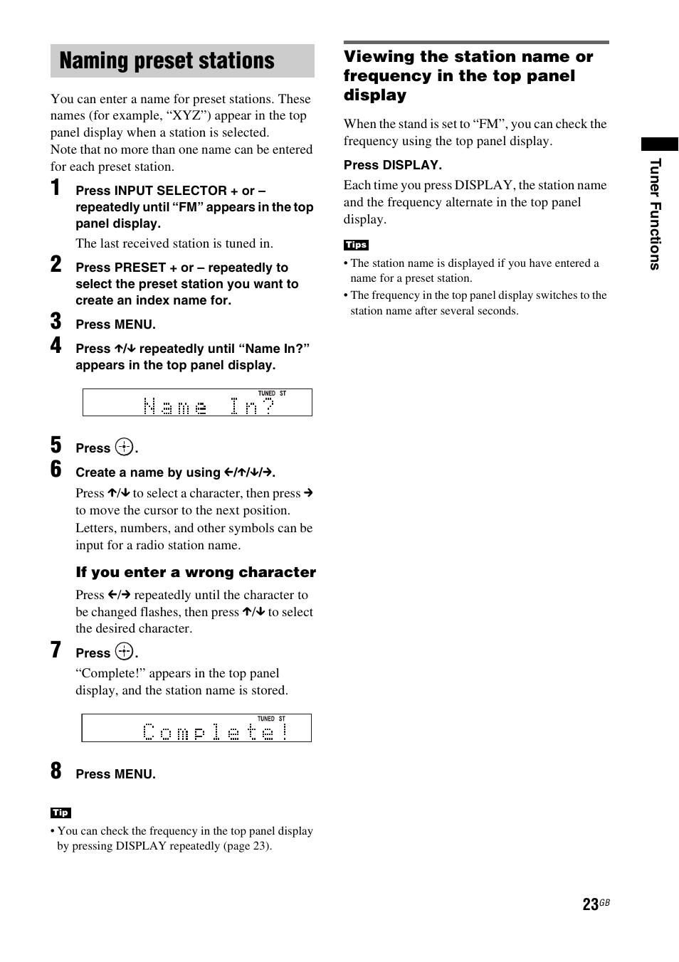 Naming preset stations | Sony RHT-G900 User Manual | Page 23 / 44