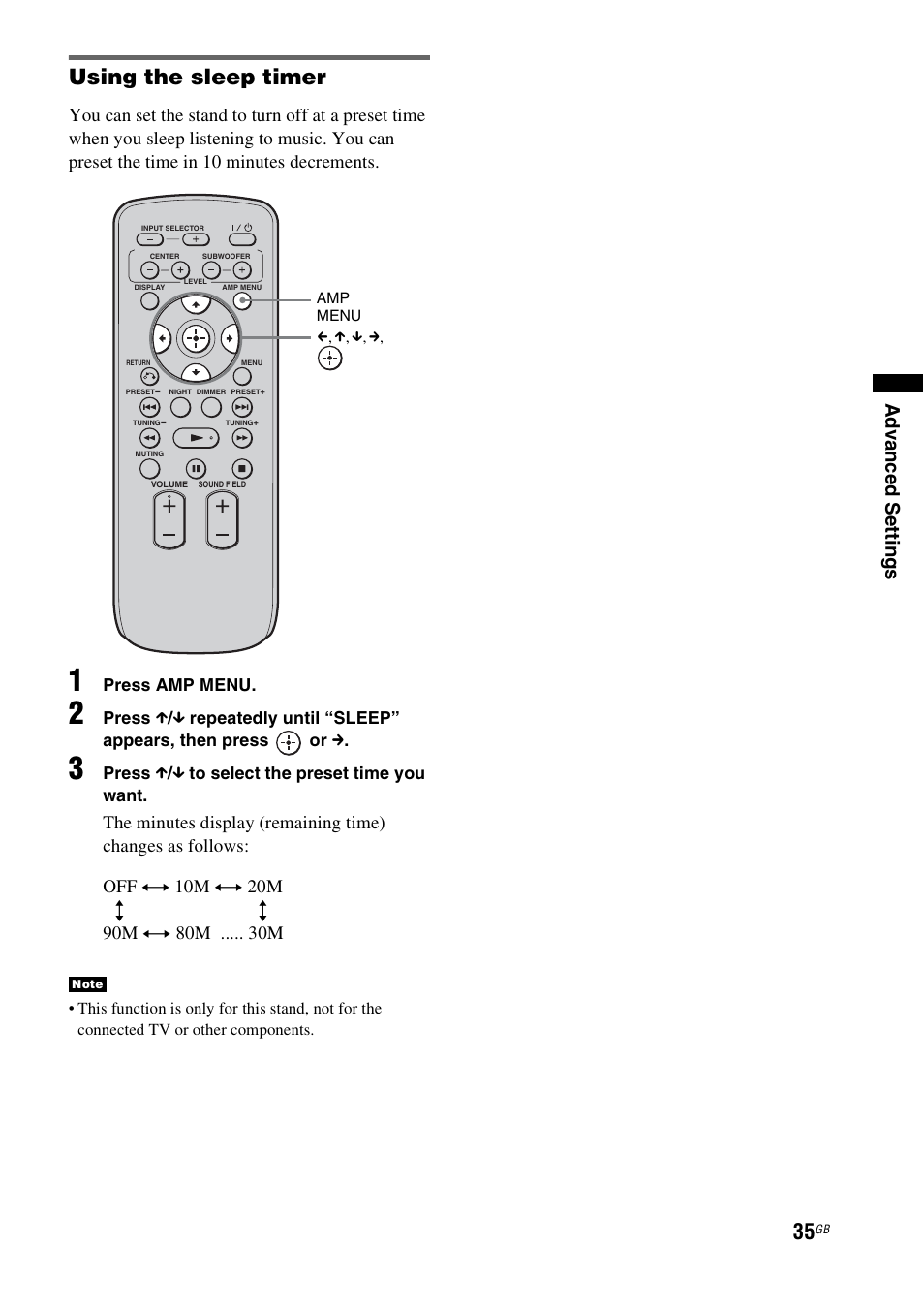 P (35), Using the sleep timer | Sony RHT-G900 User Manual | Page 35 / 44