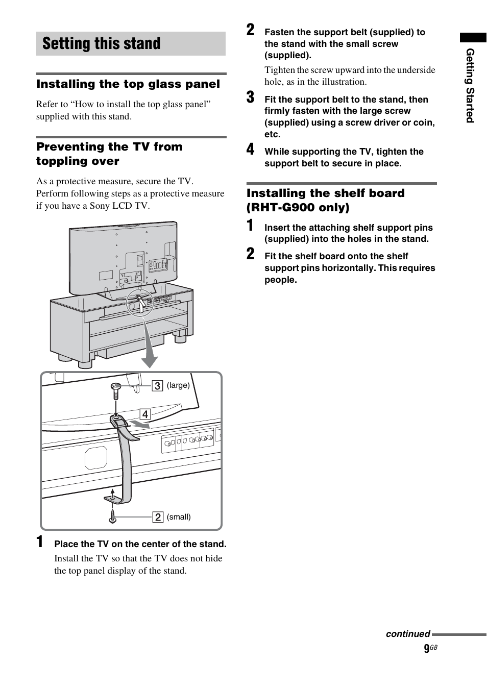 Setting this stand | Sony RHT-G900 User Manual | Page 9 / 44