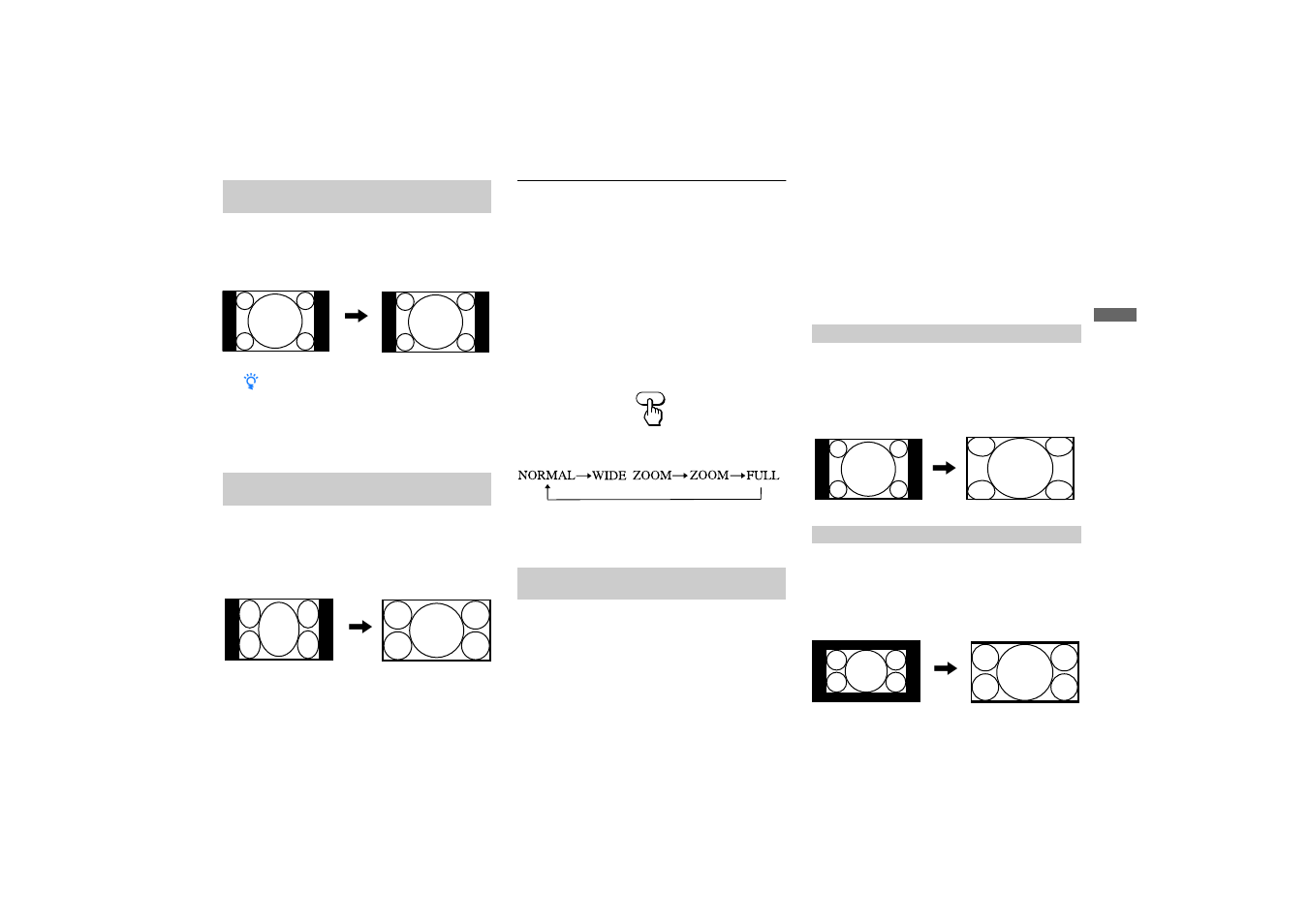 Watching the picture in wide screen mode, Manually — wide mode, Watching the picture in wide screen mode manually | Wide mode | Sony KP-65XBR10W User Manual | Page 33 / 66