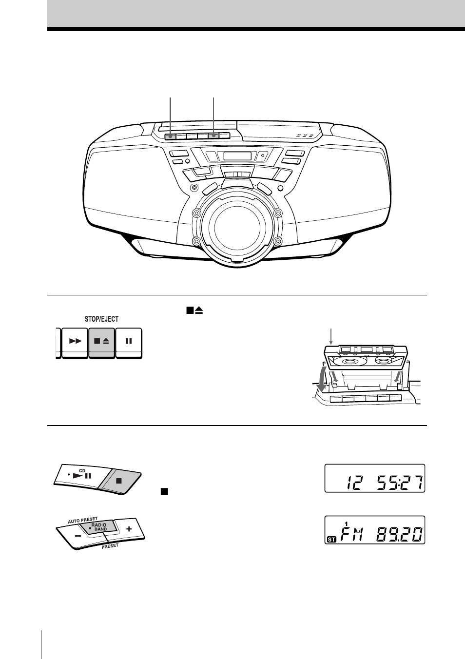 Recording on a tape, Grabación en una cinta | Sony CFD-G30L User Manual | Page 10 / 72