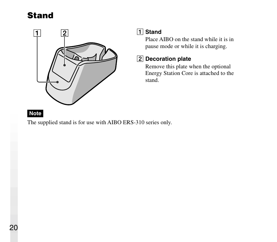 Stand | Sony ERS-31L User Manual | Page 20 / 64