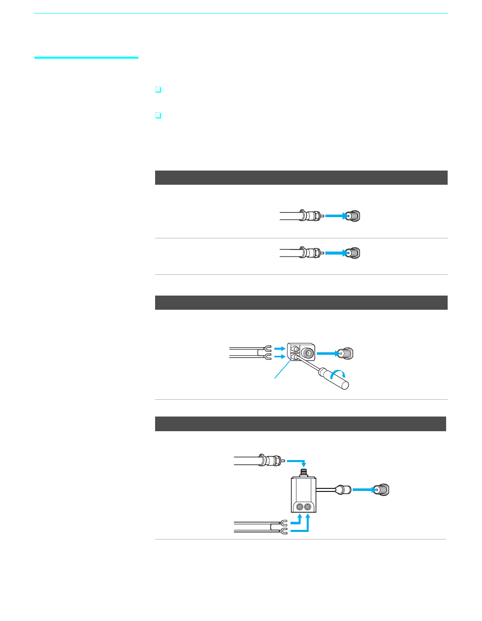 Cable or antenna only | Sony GRAND WEGA KDF-60XBR950 User Manual | Page 26 / 120