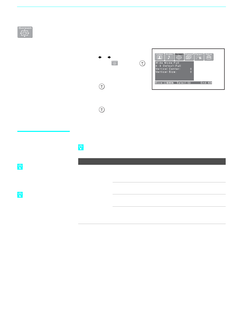 Using the screen menu, 94 using the screen menu | Sony GRAND WEGA KDF-60XBR950 User Manual | Page 94 / 120