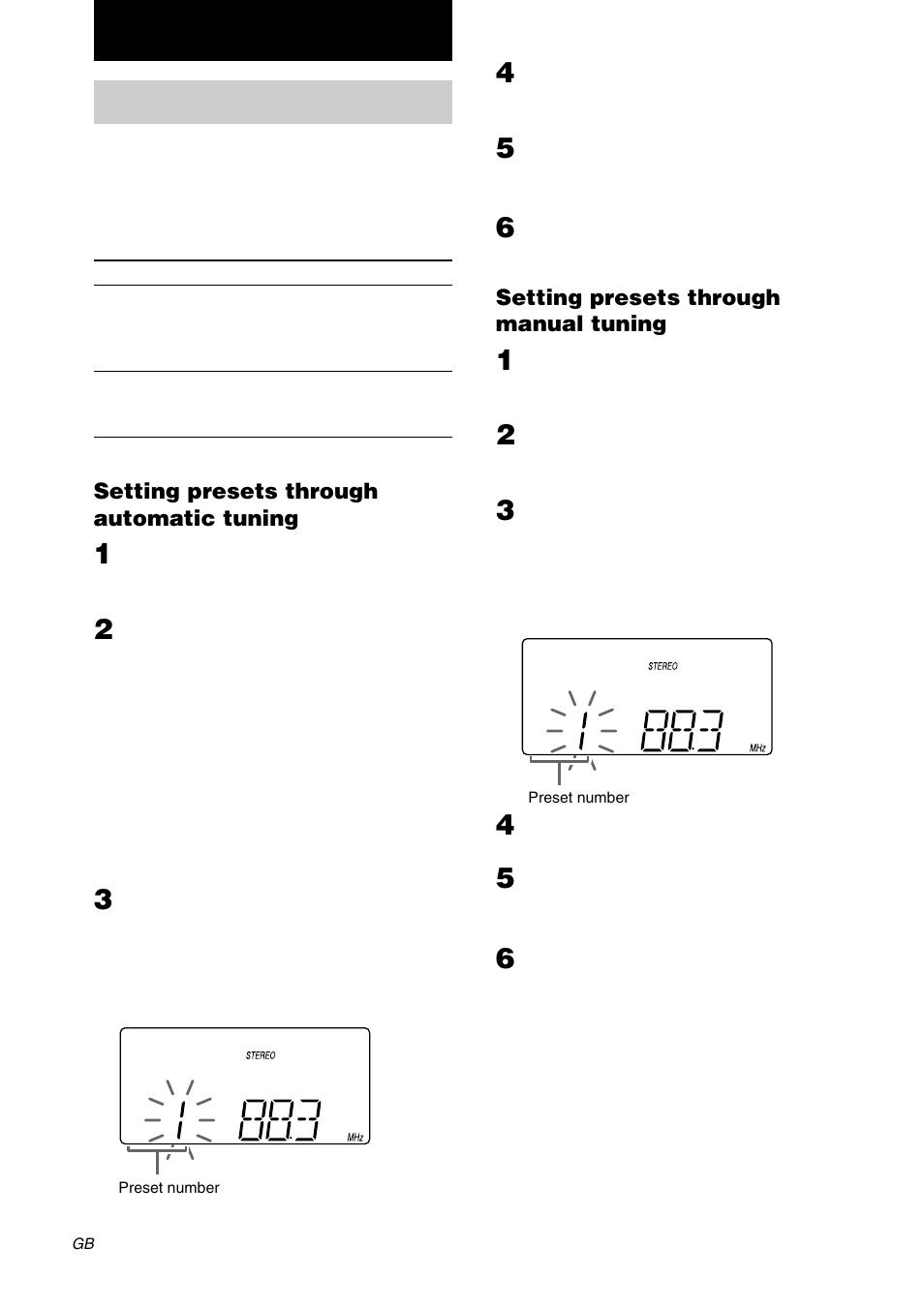 Tuner, Presetting radio stations | Sony CMT-EP305  EN User Manual | Page 10 / 20