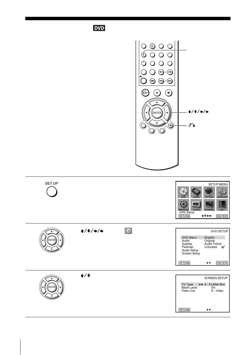 Screen setup, See “screen setup” on | Sony SLV-D500P User Manual | Page 62 / 120