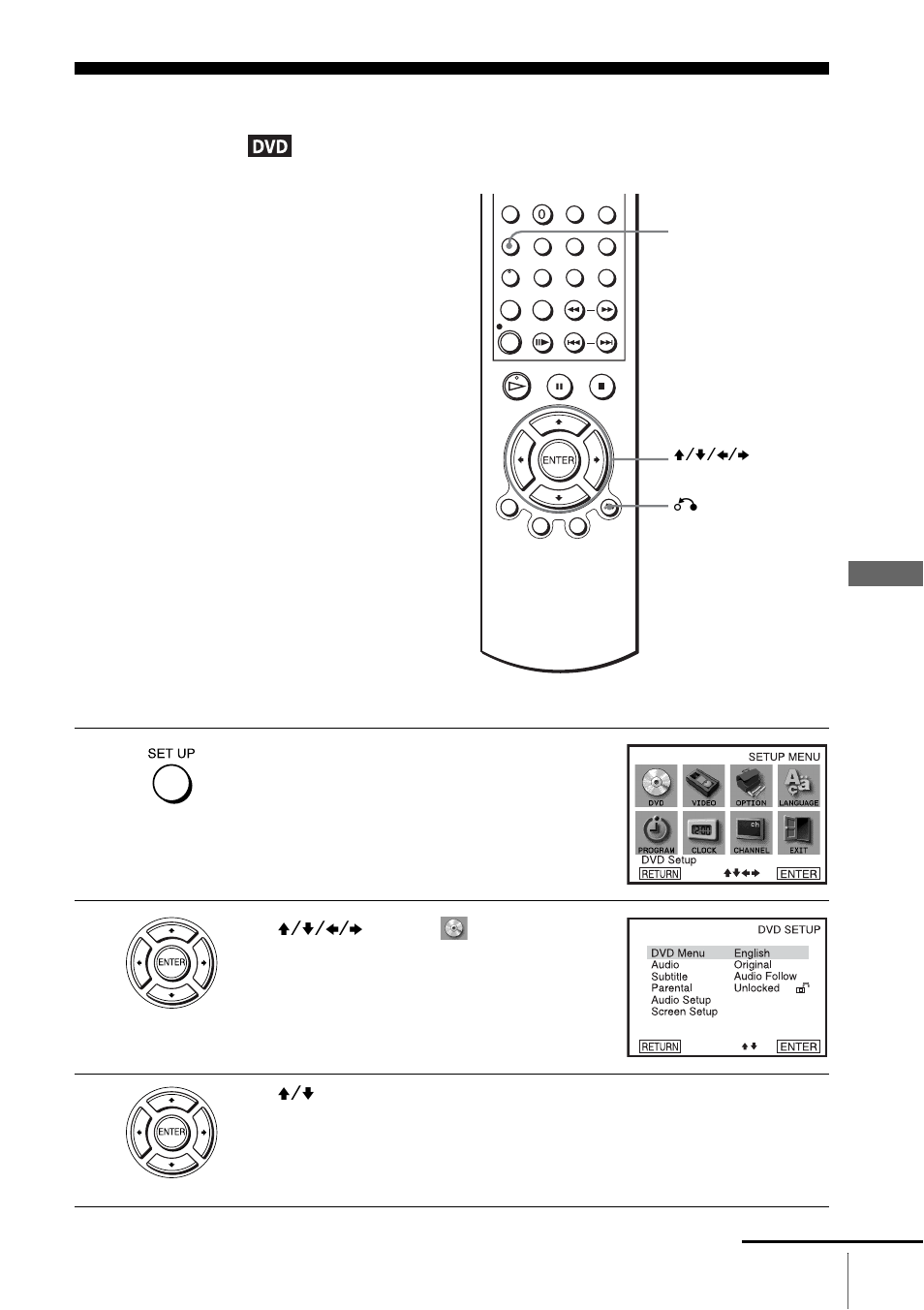 Setting the display or sound track language | Sony SLV-D500P User Manual | Page 65 / 120