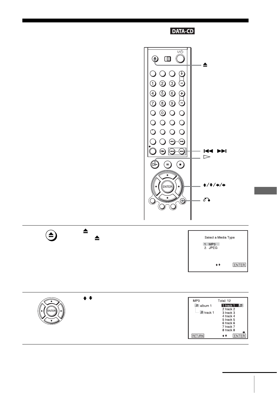 Playing an mp3 audio track, Play | Sony SLV-D500P User Manual | Page 83 / 120