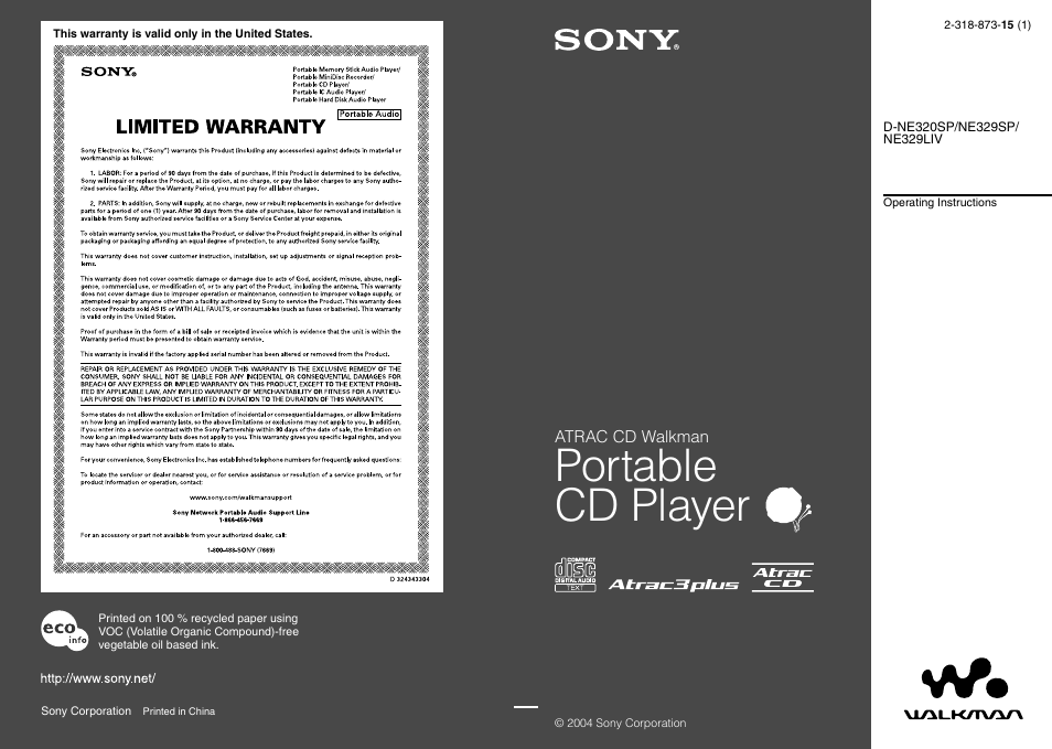 Sony D-NE329SP User Manual | 39 pages