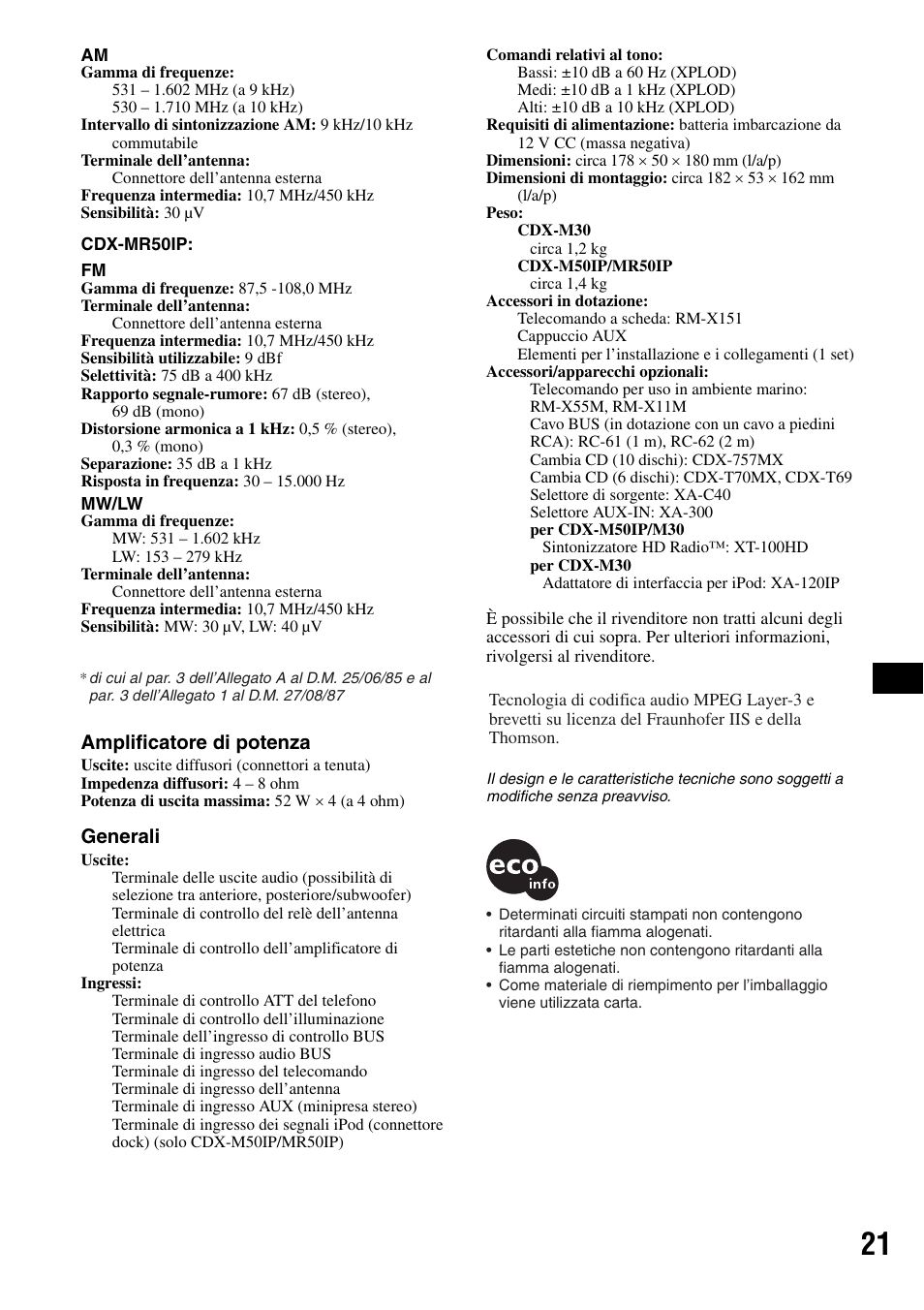 Sony CDX-M50IP User Manual | Page 139 / 144
