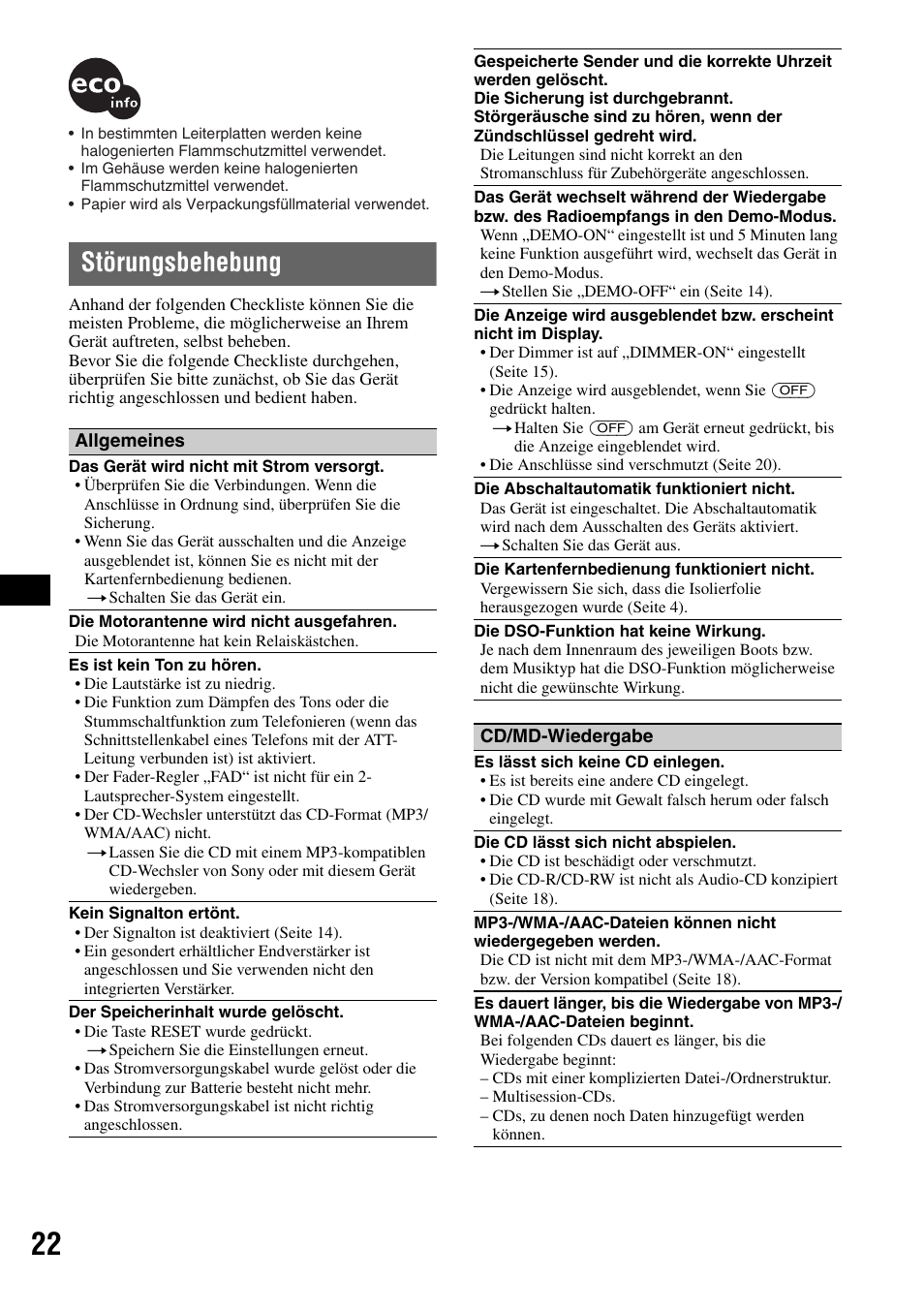 Störungsbehebung | Sony CDX-M50IP User Manual | Page 94 / 144