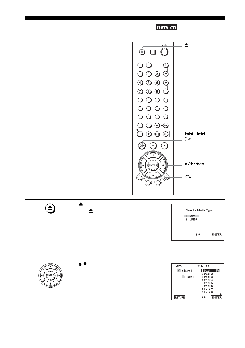 Playing an mp3 audio track, Play | Sony SLV-D201P User Manual | Page 70 / 108