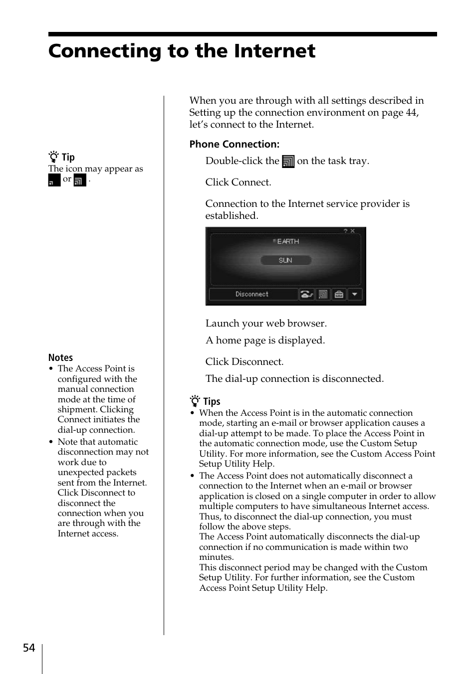Connecting to the internet | Sony PCWA-C100 User Manual | Page 54 / 68