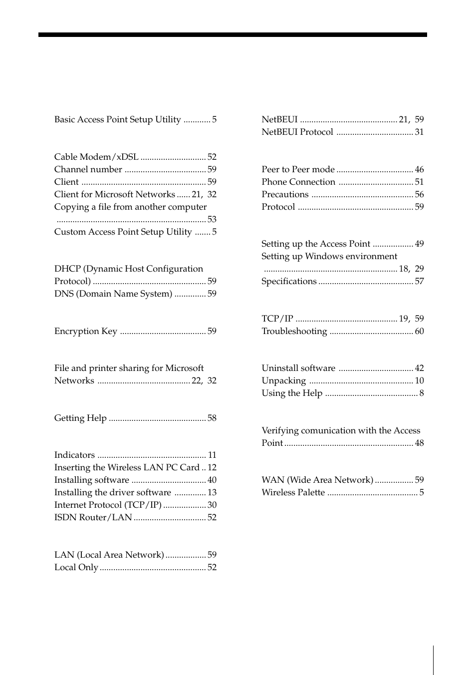 Index | Sony PCWA-C100 User Manual | Page 65 / 68