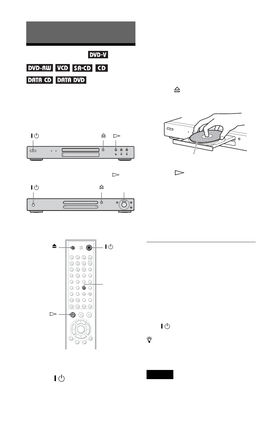 Playing discs, Disc tray (32), V) (32 | Sony DVP-LS785V  EN User Manual | Page 32 / 104