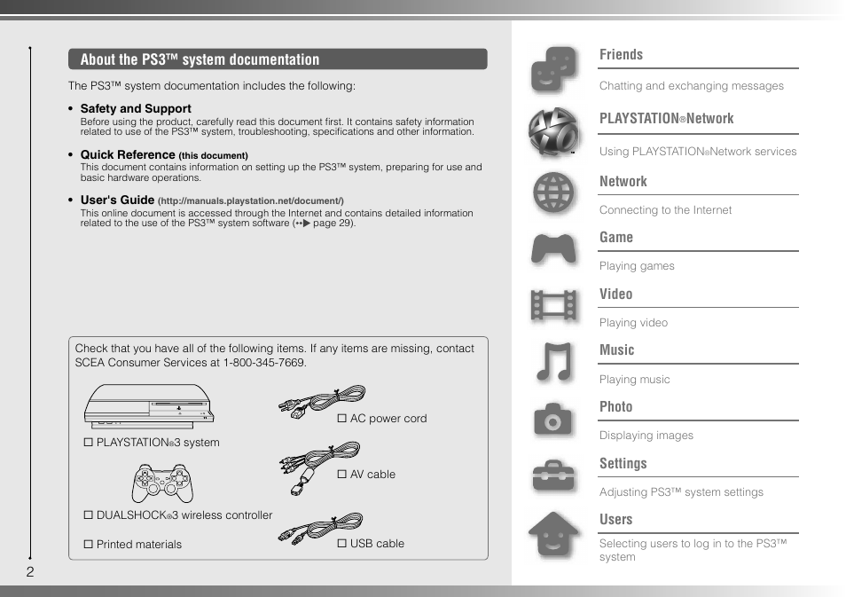 Sony 80GB Playstation 3 CECHL01 User Manual | Page 2 / 100