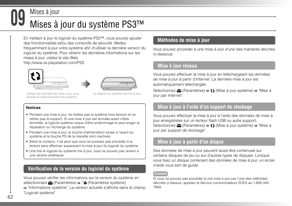 Mises à jour du système ps3, Mises à jour | Sony 80GB Playstation 3 CECHL01 User Manual | Page 62 / 100